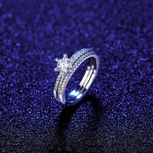 Europese stijl merk Mosan Diamond S Sier Exquisite Shiny Zirkon Sexy Women Set Ring Wedding Party High-End Jewelry Accessoires