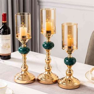 Europese stijl Crystal Candle Houders Metal Glas Craft Dining Web Tafel Decor Bruiloft Decor Candelabra Moderne Woondecoratie 210722