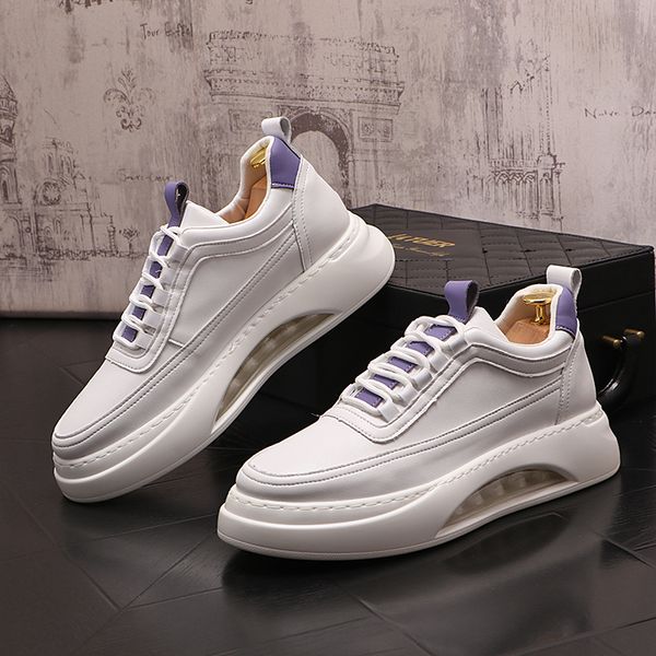 Estilo europeo Dres Fiesta Zapatos de boda Moda Blanco Transpirable Con cordones Vulcanizar Zapatillas de deporte casuales Punta redonda Cojín de aire Ocio de negocios Mocasines para caminar Y173