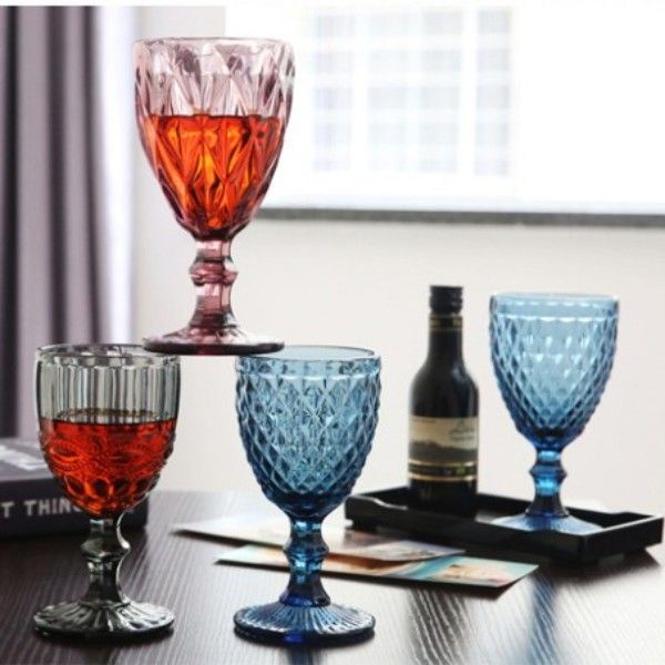 Lampe en verre à vin colorée en relief de style européen gobelets épais jus de lait mousseux verre à champagne tasse à boire pour la fête de mariage 240ML 300ML