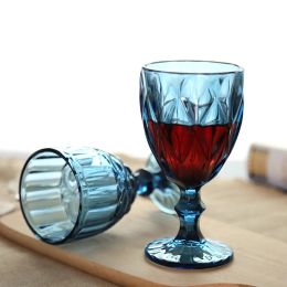 Europese stijl in reliëf wijn glas glas in lood bier Goblet Vintage Wine Glazen huishoudelijke sap Drinking beker verdikt