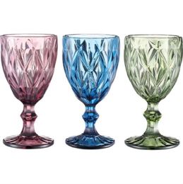 Verre à vin en relief de Style européen, vitrail à bière, verres à vin Vintage, tasse à boire pour jus de maison, épaissi SN476