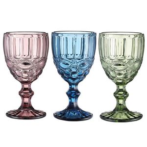 Europese stijl reliëf wijnglas gebrandschilderd glazen bierbouw vintage wijnglazen huishoudelijke sap drinkbeker verdikt 1103