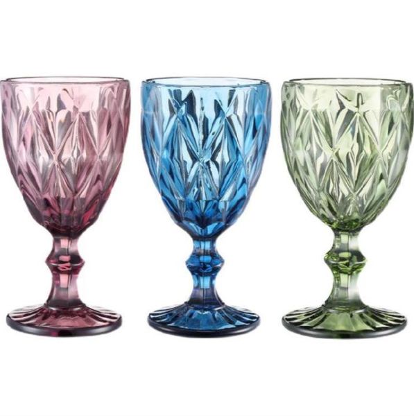 Verre à vin en relief de Style européen, vitrail à bière, verres à vin Vintage, tasse à boire pour jus de maison, épaissi SN476