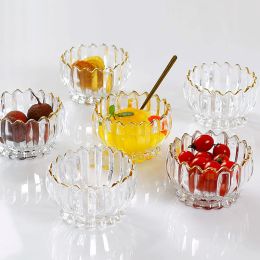 Europese stijl glazen kom delicate bloemtype fruitplaat dessert slakomscheiding tafel snoep gedroogd fruit snackbak ijs ijskop