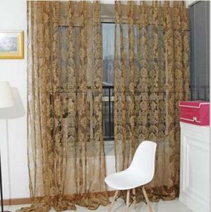 Diseño de jacquard de estilo europeo, decoración del hogar, cortina moderna, telas de tul, ventana de panel transparente de organza