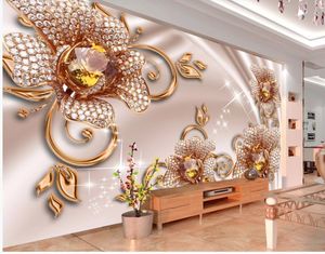 Bijoux de luxe de style européen Magnolia Fleurs Fonds d'écran Fonds muraux muraux muraux 3D pour salon
