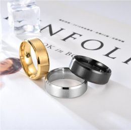 Style européen minimalisme anneau de lumière muette 8MM en acier inoxydable double bord oblique faveur de mariage arc anneaux en titane 1 3zl Ww2694044