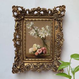 Europese Stijl Po Frame Po Houder Reliëf Bloemen Tafelblad Hangende Foto Display Foto Houder Home Decor 240304