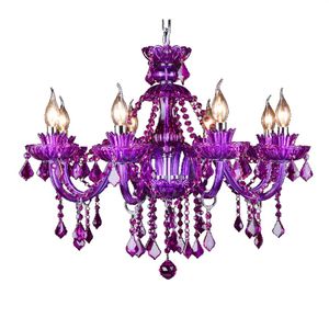 Europese stijl Purple Crystal Kroonluchter Europeaan Doublelager Grote Crystal Lamp Bar KT Creatieve persoonlijkheid Crystal Chandelier211LL