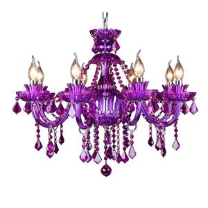 Lustre en cristal violet de style européen double couche européenne grande lampe en cristal bar kt personnalité créative lustre en cristal286s
