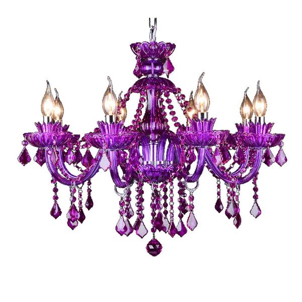Lustre en cristal violet de style européen, double couche, grande barre de lampe en cristal kt, personnalité créative, lustre en cristal 211l