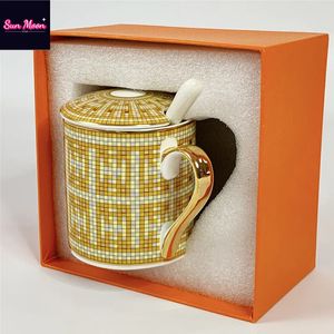 Style européen rétro Céramique Personnalisé salon d'eau tasse de tasse de tasse avec couvercle tasse de café chinois couvercle cuillère cadeau 231227