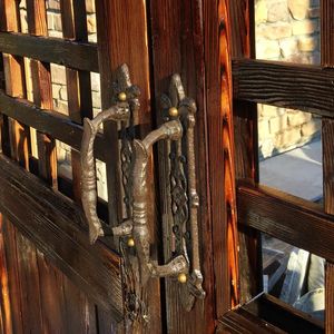 Manijas de puertas retro de estilo europeo patio de jardín mango de manejo de hierro fundido Decoración del hogar Accesorios de habitación negra 231227