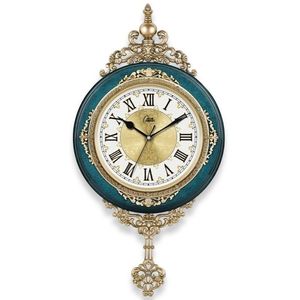 Estilo europeo Retro Reloj de pared Reloj Sala de estar Mute Péndulo Reloj Elegante Gusto Familia Regalo Arte Decoración Roma Lujo G010 210325