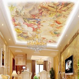 Peinture de toit de style européen, papier peint mural 3d pour plafond et plafond, papier peint mural 3d pour fond de télévision 246w