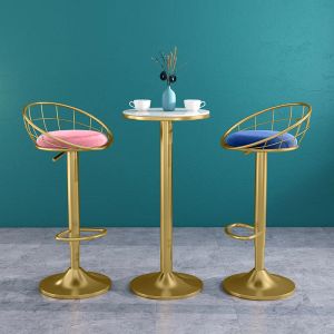 Chaises de bar doré rotatifs de style européen: tabourets de bar de cuisine luxueux légers avec dossier à domicile