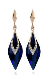 Boucles d'oreilles en cristal bleu marine pour femmes, Style européen, bijoux élégants à la mode, 1239413