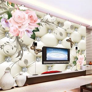 Style européen Pack Soft Paperfly Fleur 3D Mural Fond d'écran Salon Chambre à coucher Paysage Décor Painting Luxe