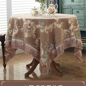 Nappe de style européen, nappe ronde rectangulaire en Chenille épaissie, housse de chaise en tissu pour table basse 211103