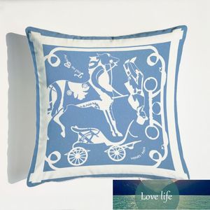 Style européen haut de gamme velours bleu clair série Duplex impression oreiller coussin canapé dos coussin modèle chambre décoration soutien lombaire oreillers