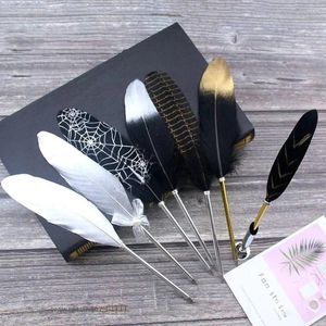 Europese stijl Vintage Silver Quill Pen Ballpoint Christmas Gifts Writing Tool Feather Novelty Stationery
