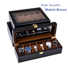 Boîtes de montre de style européen Boîtes de surveillance 6/10/12 Slots montre la boîte de rangement Boîte en bois Organisateur de mode Boîte cadeau Men de bracele