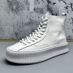 Europese stijl trouwjurkfeestschoenen mode ademende veter high-top sport casual sneakers rond teen dikke bott 1434