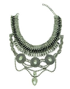 Style européen large chaîne sculpture pièces de monnaie perles serpent chaîne cristal ethnique déclaration collier bijoux fantaisie