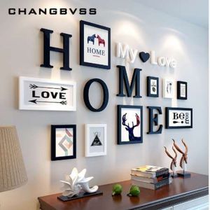 Europese Stype Home Design Bruiloft Liefde Po Frame Wanddecoratie Houten Fotolijst Set Muur Po Frame Set Wit Zwart2981