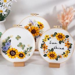European Sunflower Embroidery DIY Painting Full Needlework Cross Stitch Kits Embroidery Sewing Kit for Beginners