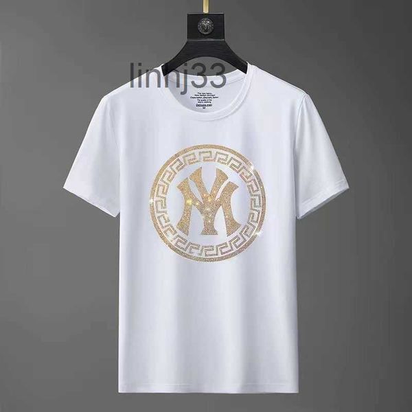 Camisetas europeas para hombre 36% Productos de estación Moda para hombre Corto Verano Diamante caliente Media manga Moda Espíritu social Chico Camisa inferior DCCN