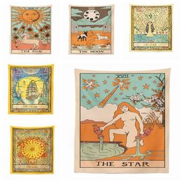 Europäischer Tarot-Wandteppich, Astrologie, Wandbehang, Dekoration, Stoff, Sonne, Mond, Stern, Tenture-Wandbild, modernes Zimmer, Wohnheim-Dekor247H