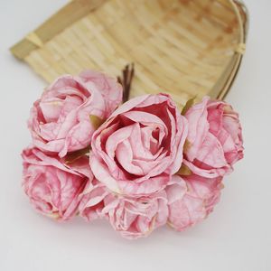 Simualtion thé européen Rose fleur bourgeon petit Bouquet bricolage coiffure Roses artificielles fleurs en soie pour boîte-cadeau décor matériel accessoires