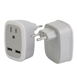 European Travel Plug European Plug Adapter 2USB American Standard to European Standard Plug European Standard to British Standard Socket for iPhone 14 13 Pro Xiaomi