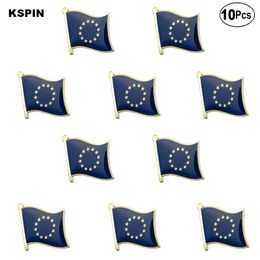 Bandera de la Unión Europea, Pin de solapa, insignia de bandera, broche, insignias, 10 Uds. Por lote