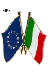 Pin de solapa de bandera de Italia de la Unión Europea, insignia de bandera, alfileres de solapa, insignias, broche XY007353223362