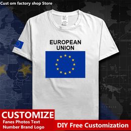 Union européenne United in Diversity EU EUR Pays T-shirt Personnalisé Jersey Fans DIY Nom Numéro Mode Lâche Casual T-shirt 220614