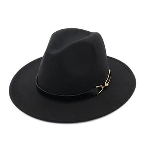 Chapeaux fedora en feutre de laine pour hommes et femmes des États-Unis avec ceinture unisexe chapeau de jazz à large bord automne hiver panama Cap Trilby Chapeau3448618