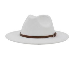 Les femmes américaines européennes hommes artificiels en laine en feutre Fedora CHAPEUX AVEC LA COFET DE COUIR LIGNE LIGNE PANAMA CAP JAZZ BLANC NOIR Large Taille9168846