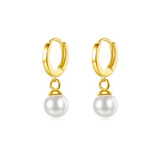 Boucles d'oreilles pendantes en or 18 carats plaquées perles d'imitation vintage européennes Bijoux de mode pour femmes Boucles d'oreilles à clip en argent S925 pour femmes Fête de mariage Cadeau de la Saint-Valentin SPC