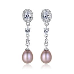 European vintage perles enrôles boucles d'oreilles S925 Silver Shining Zircon Brands d'oreilles American Hot Popular Femmes Boucles d'oreilles haut