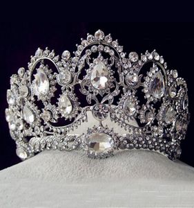 Diadèmes Vintage européens bijoux de mariée en argent Quinceanera couronnes de cristal strass Pageant accessoires de cheveux de mariage pour les mariées5734931
