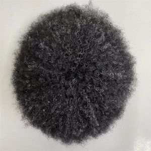 Europees maagdelijk menselijk haarstuk 6 mm golftoupetje # 1 grijze full lace-eenheden voor zwarte man