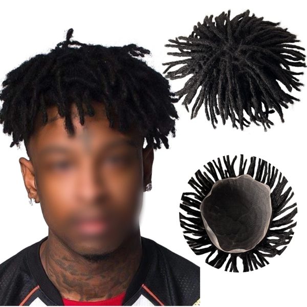 Sistemas de cabello humano virgen europeo Color negro Tazón Corte Dreadlocks Toupee 8x10 Unidad de encaje completo para hombres negros