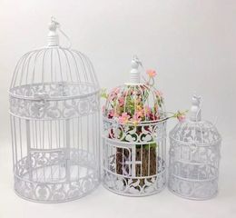 Jaulas de pájaros vintage blancas y negras europeas, jaula de hierro canela a la moda, accesorios de decoración de boda, decoración decorativa 6654315