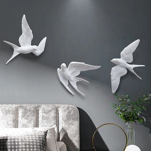 Décoration de mur d'oiseau tridimensionnel blanc européen salon Swallow mur suspendu
