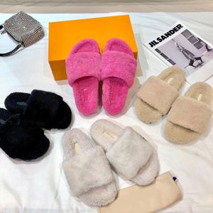 Europese Winter Dames Slippers Lam Wol Thuis Vrouwen Schoenen Warme en Modieuze Groot Hoofd Open Teen Flat Slipper Multi-Color Maten 35-41