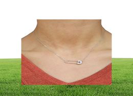 Europese vrouwen sieraden eenvoudige veiligheidspen ketting verhard cz glanzend zilver 925 eenvoudig nieuwste ontwerp zilveren sieraden4151621