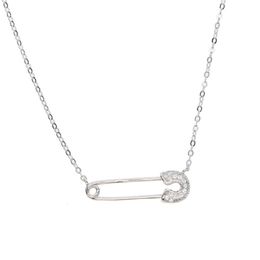 Bijoux européens pour femmes, collier avec épingle de sûreté simple, pavé de cz brillant, argent 925, simple, dernière conception, bijoux en argent 275x